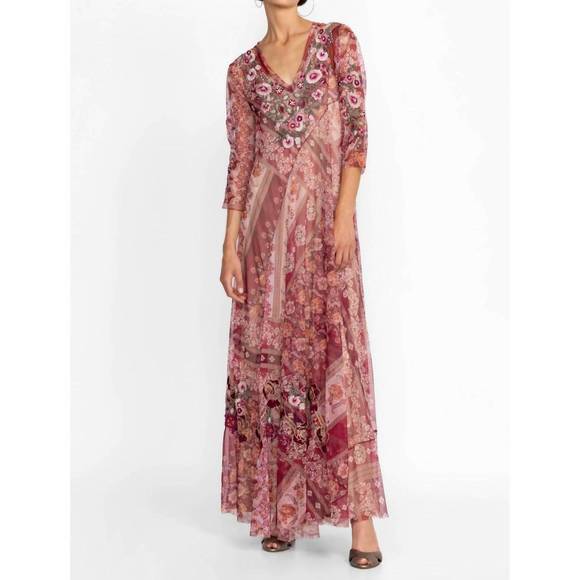 NEW JOHNNY WAS cardinal mesh dress in multi - Picture 2 of 4